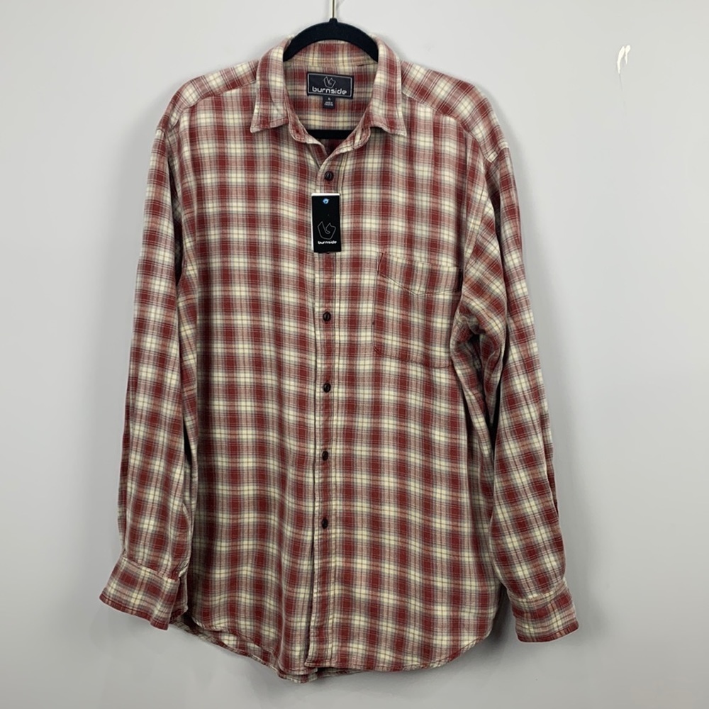 Burnside Mens Plaid Long Sleeve Button Down Shirt